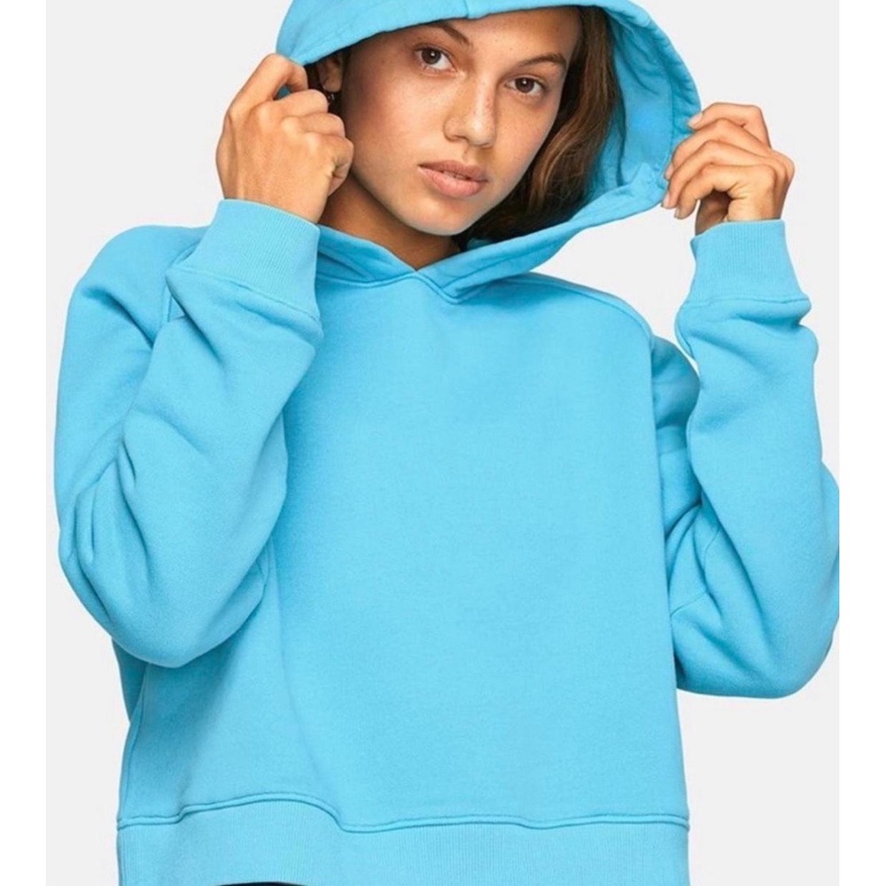 Outdoor Voices Womens XS Blue Cotton MegaFleece Cropped Pullover Hoodie